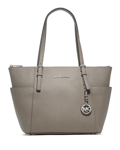 michael kors jet set pear grey|michael michael kors jet set saffiano top zip tote pearl grey.